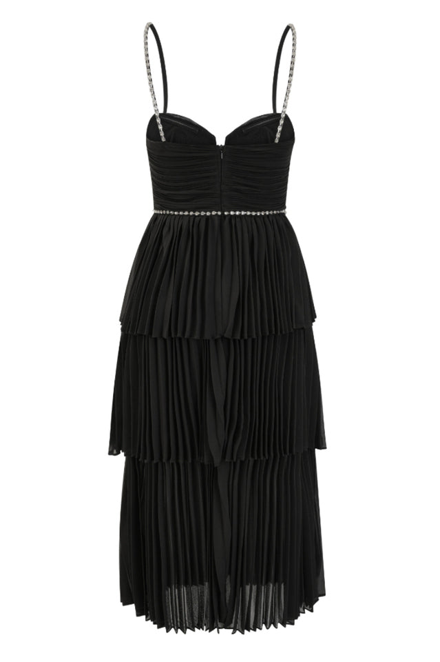 Rochie Black Tiered Jewel Chiffon Dress | Dress In Beauty