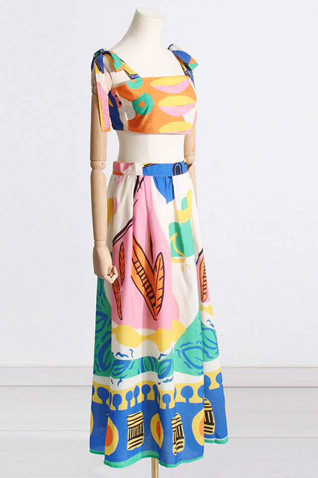 Printed Crop Top + Midi Skirt Set | Dress In Beauty