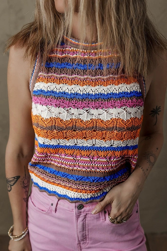 Bailee Striped Crochet Tank | Dress In Beauty