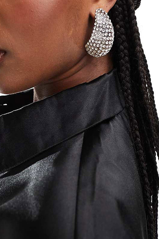 Rhinestone Tear Drop Hoop Earrings | Dress In Beauty