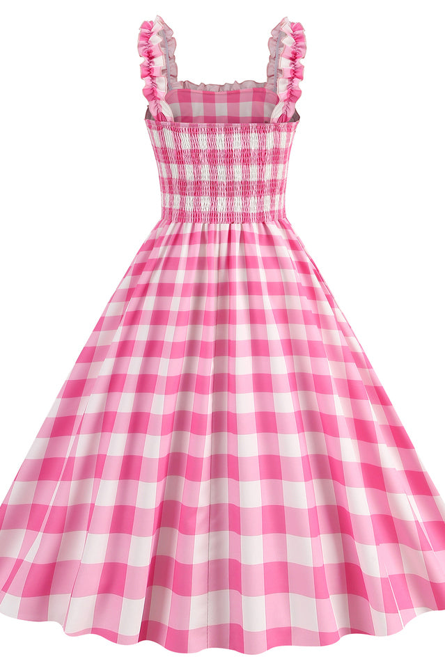 Barbie Movie Margot Pink Plaid Check Dress | Dress In Beauty