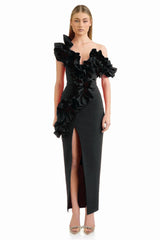 One Shoulder Ruffle Maxi Dress
