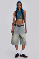 Light Wash Jumbo Jorts | Dress In Beauty