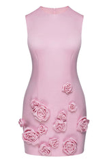 Rose Appliqué Round Neck Cady Dress | Dress In Beauty