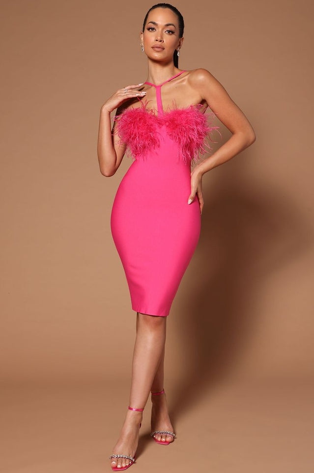 Feather Halter Mini Dress | Dress In Beauty