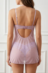 Lavender Lace Halter Babydoll Lingerie Set | Dress In Beauty