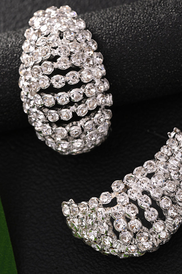 Rhinestone Tear Drop Hoop Earrings | Dress In Beauty