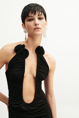Strapless Plunge Maxi Black Dress | Dress In Beauty