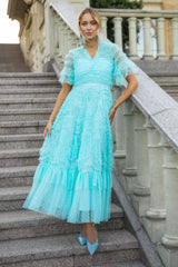 Ruffle Tiered Spotted Tulle Maxi Dress | Dress In Beauty