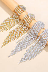 Angela Rhinestone Long Tassel Earrings | Dress In Beauty