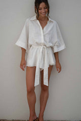 Loose Sleeve Tie Waist Romper | Dress In Beauty