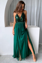 Sequined Backless Tulle Evening Prom | Dress In Beauty