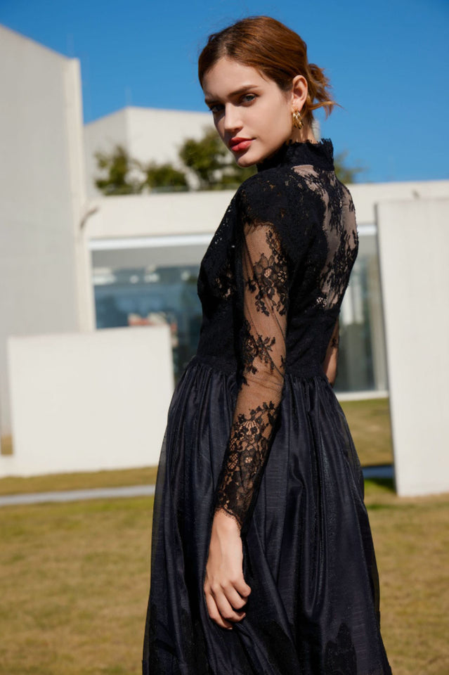 Jamie Black Floral Lace Stitching Dress | Dress In Beauty Jamie Black Floral Lace Stitching Dress | Dress In Beauty