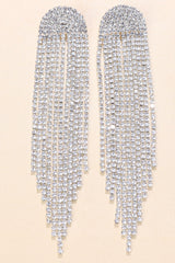Angela Rhinestone Long Tassel Earrings | Dress In Beauty