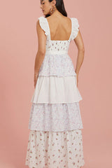 Sweetheart Neck Floral Print Layered Dress
