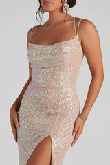 Debra Formal Sequin Cowl Neck Dress | Dress In Beauty