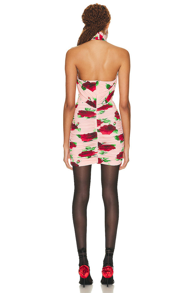 Cutout Ruched Floral Jersey Mini Dress | Dress In Beauty
