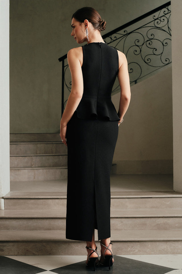 Crystal Detail Peplum Maxi Dress | Dress In Beauty
