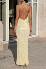 Shimmering Secrets Sequin Halter Maxi Dress | Dress In Beauty