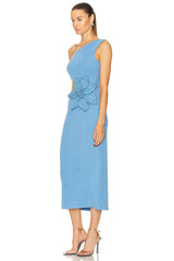 Flower Applique Midi Bandage Dress