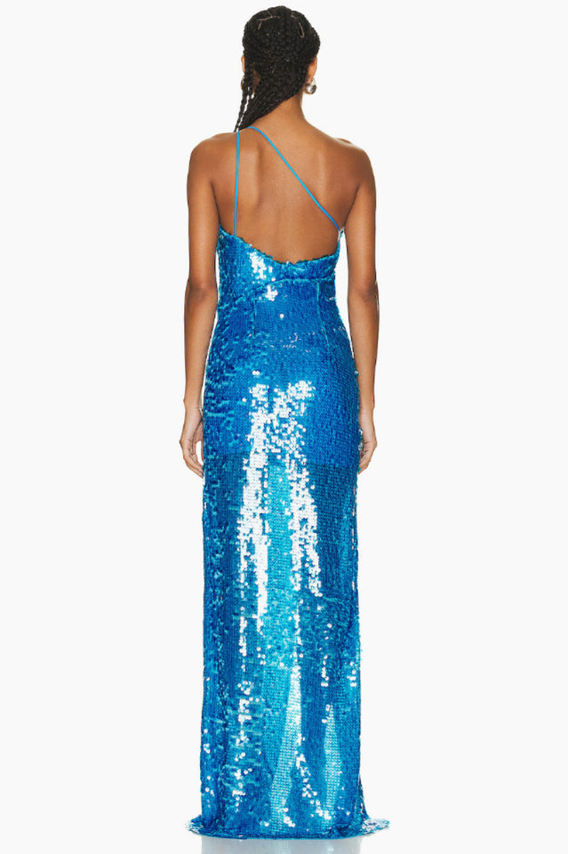 Deep Slit One Shoulder Sequin Dress | Dress In Beauty