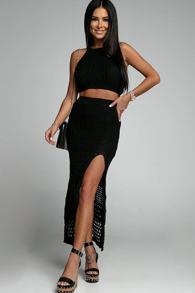 Hannah Knit Crop Top + Skirt Set | Dress In Beauty