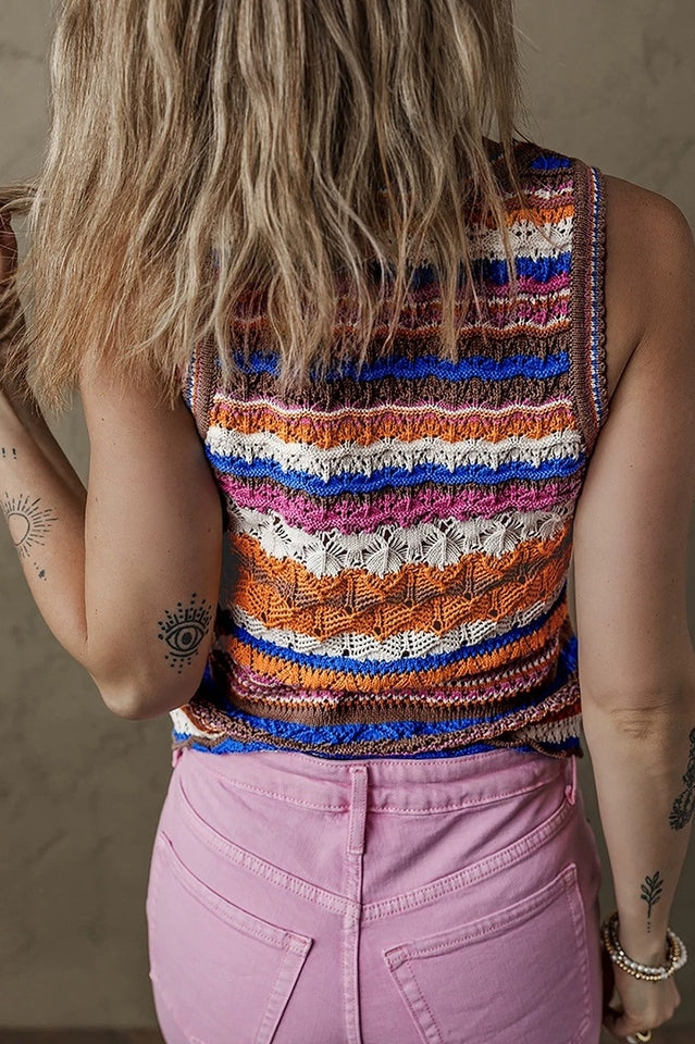 Bailee Striped Crochet Tank | Dress In Beauty