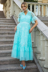 Ruffle Tiered Spotted Tulle Maxi Dress | Dress In Beauty