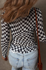 Rory Checkered Mesh Top