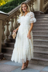 Ruffle Tiered Spotted Tulle Maxi Dress | Dress In Beauty