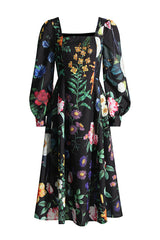 Printed Long Sleeve Cotton-Blend Midi Dress | Dress In Beauty