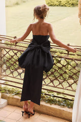 Strapless Bow Puff Mini Dress