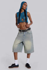 Light Wash Jumbo Jorts | Dress In Beauty