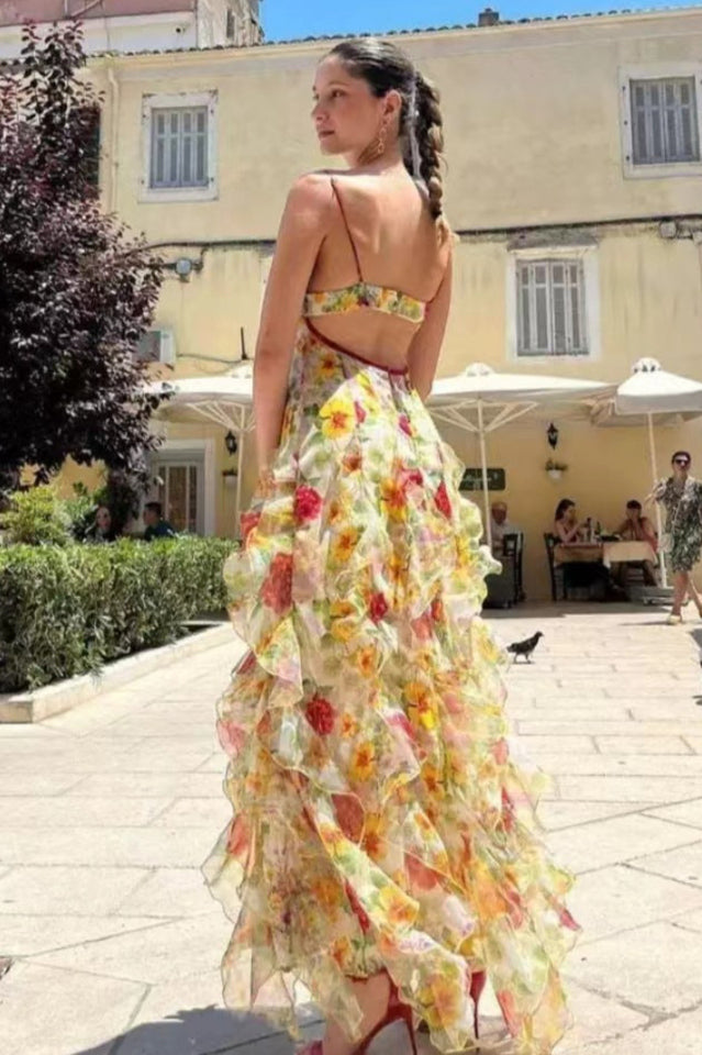 NOÉMIE Ruffled Floral Print Midi Dress | Dress In Beauty