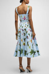 Orchids Belted Midi Tank Dress