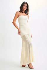 Caspian Slinky And Mesh Maxi Dress