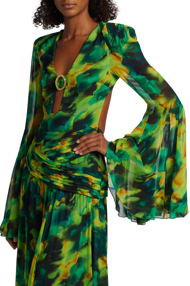 Bell Sleeve Printed Gown | Dress In Beauty