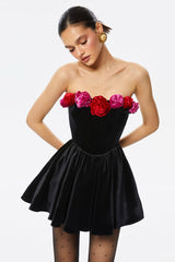 Macrouli Floral Velvet Off Shoulder Mini Dress | Dress In Beauty