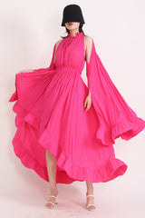 Tie Detailed Ruffled Crepe Dress | Dress In Beauty