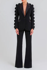 Leonie Flower Embellished Black Blazer | Dress In Beauty