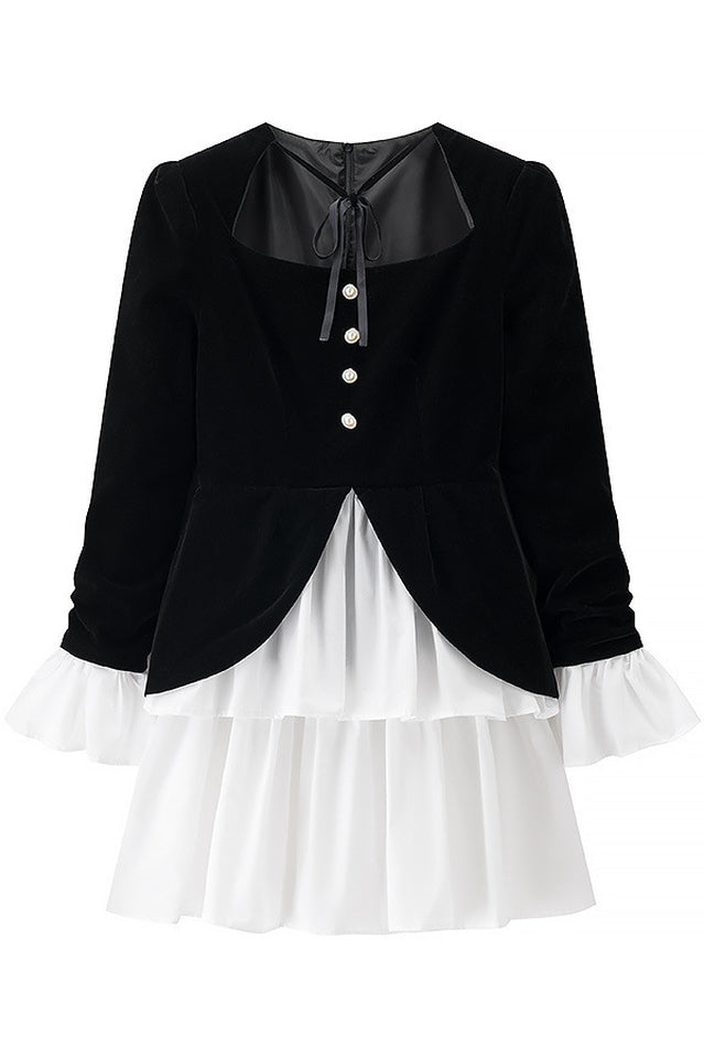 Eveline Velvet Tiered Mini Dress | Dress In Beauty