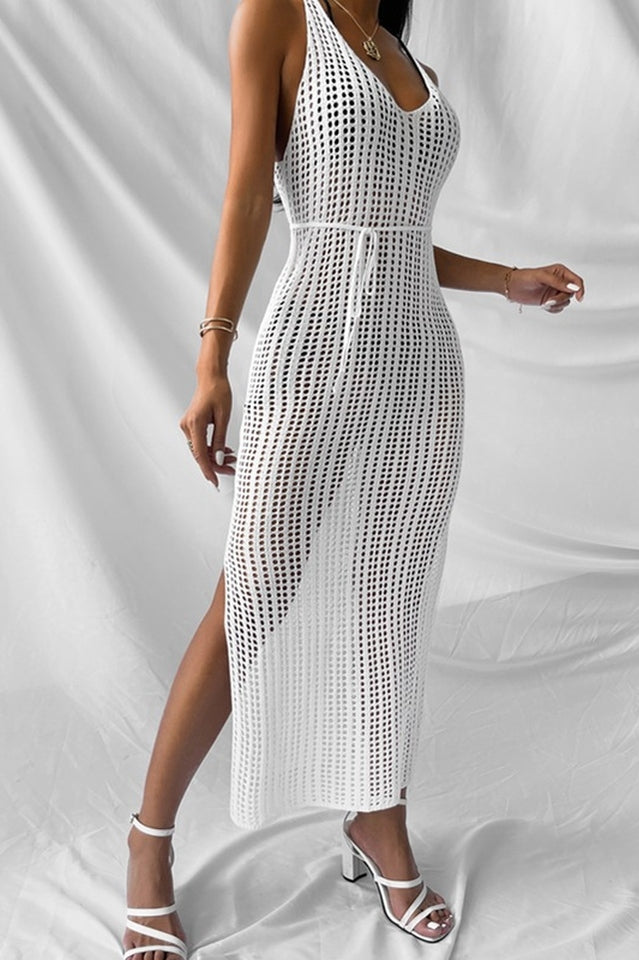 Knitted V Neck Side Split Cover Up | Dress In Beauty