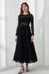 Lace Tiered Ruffle Tulle Maxi Dress | Dress In Beauty