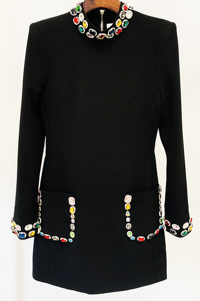 Slade Long Sleeve Rhinestone Embellished Dress | Dress In Beauty