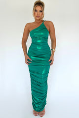 One Shoulder Metallic Maxi Dress | Dress In Beauty
