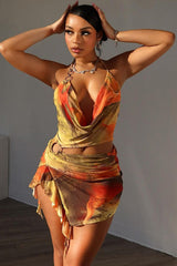Sunset Halter Wrap Dress