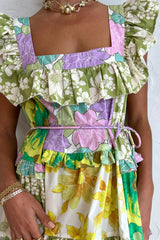 Tiered Patchwork Midi Dress | Dress In Beauty