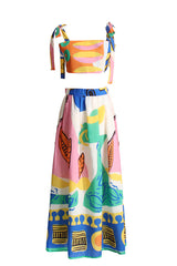 Printed Crop Top + Midi Skirt Set | Dress In Beauty