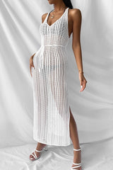 Knitted V Neck Side Split Cover Up | Dress In Beauty