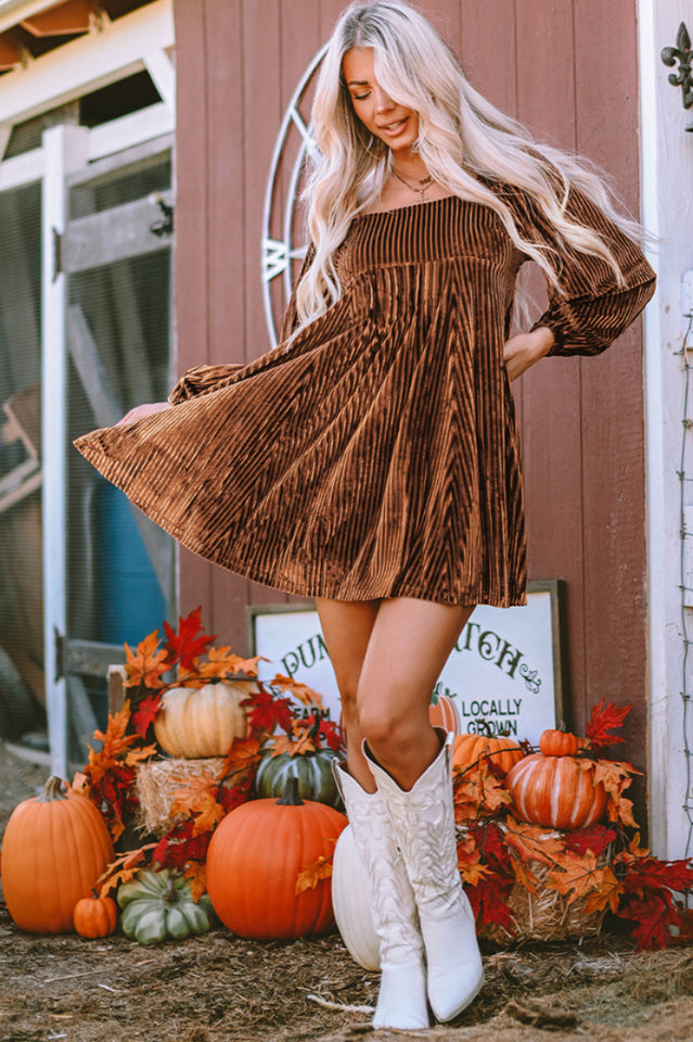 Velvet Square Neck Babydoll Dress | Dress In Beauty